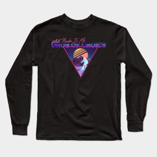 Retro Vaporwave Ski Mountain | White Powder is my drug of choice | Shirts, Stickers, and More! Long Sleeve T-Shirt